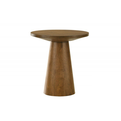 Console de salon ronde en bois avec base à piédestal