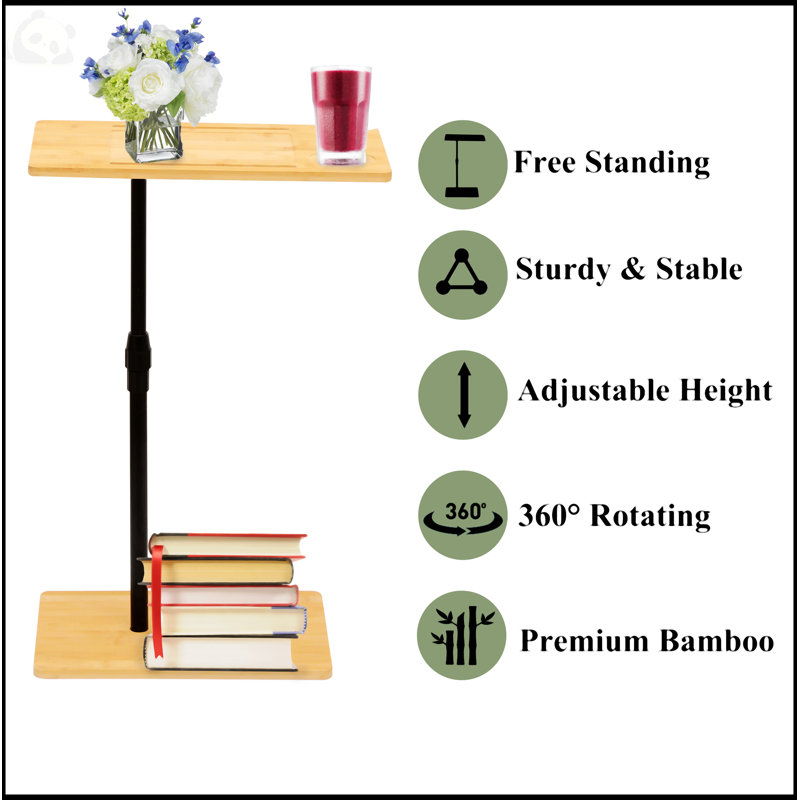 Couch Tray Table Height Adjustable C-Shaped End Table With Slots 2 Tier Sofa Side Table