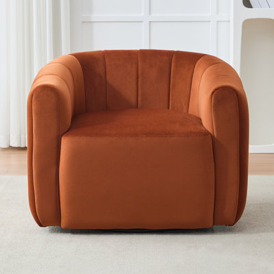 Fauteuil pivotant rembourré en tonneau avec base en métal pour le salon, la chambre à coucher, le bureau