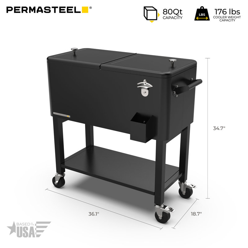 Permasteel 80-Qt Outdoor Patio Cooler with Removable Basin, Black