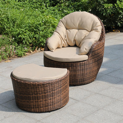 Daiva Wicker - Person Patio Conversation Set with Cushions