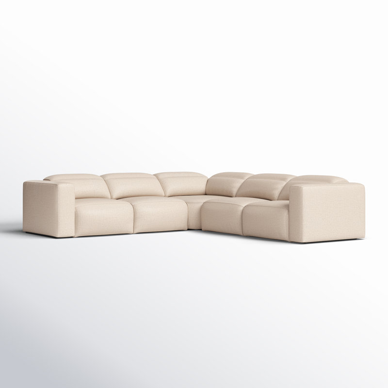 Amed 5 - Piece Power Reclining Sectional, Antigo Natural Polyester Blend