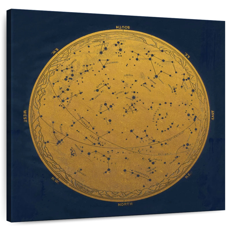Oberle carte antique du ciel nocturne, H 10 po x l 10 po
