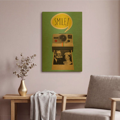«Smile» par Elo Marc, art mural en métal doré, 16 po x 24 po