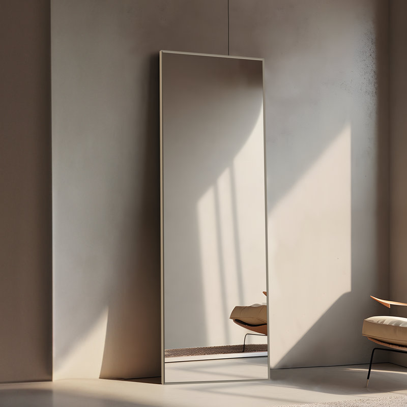 Koudia Metal Framed Standing Mirror, Matte Champagne, 64" x 21"