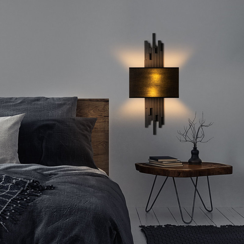 Stylish Black Wall Lamp with Metal Body & Fabric Cap, 13.8 x 29.5 x 3.9 inches | 2 x E14 Socket (Max 40W) | Perfect for Living Room, Bedroom & Hallway, IP20 Rated, Bulb Not Included
