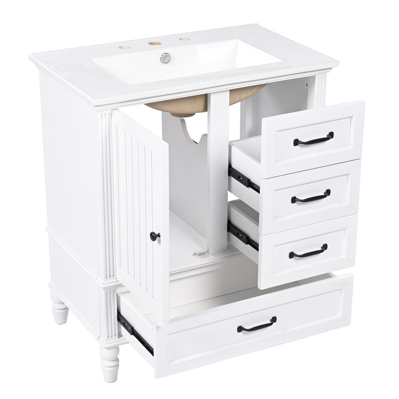 Ensemble de meuble-lavabo avec lavabo Egea, Noir mat, Blanc