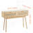 Rattan Console Table With 2 Storage Drawers, Natural Rattan Sliding Door, Ideal For Living Room, Study, And Entryway Decor