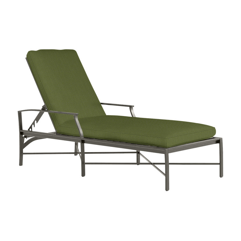 Monaco 28" Patio Chaise Lounge, Welt, Slate Gray, Linen Forest