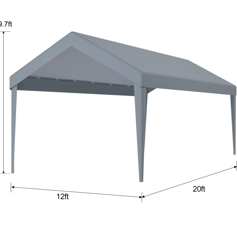 Remplacement pour auvent d'abri de garage 12 X 20 pi - imperméable et protégé. 76 boucles élastiques. Polypropylène gris. Options d'installation et de rangement simples. Toile polyvalente pour l'extérieur