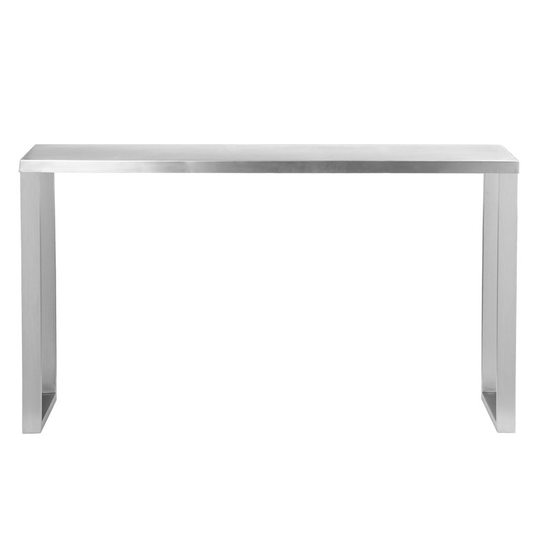 Pangea Home Jaylen Clark Console Table – Modern Entryway & Living Room Console in Brushed Steel