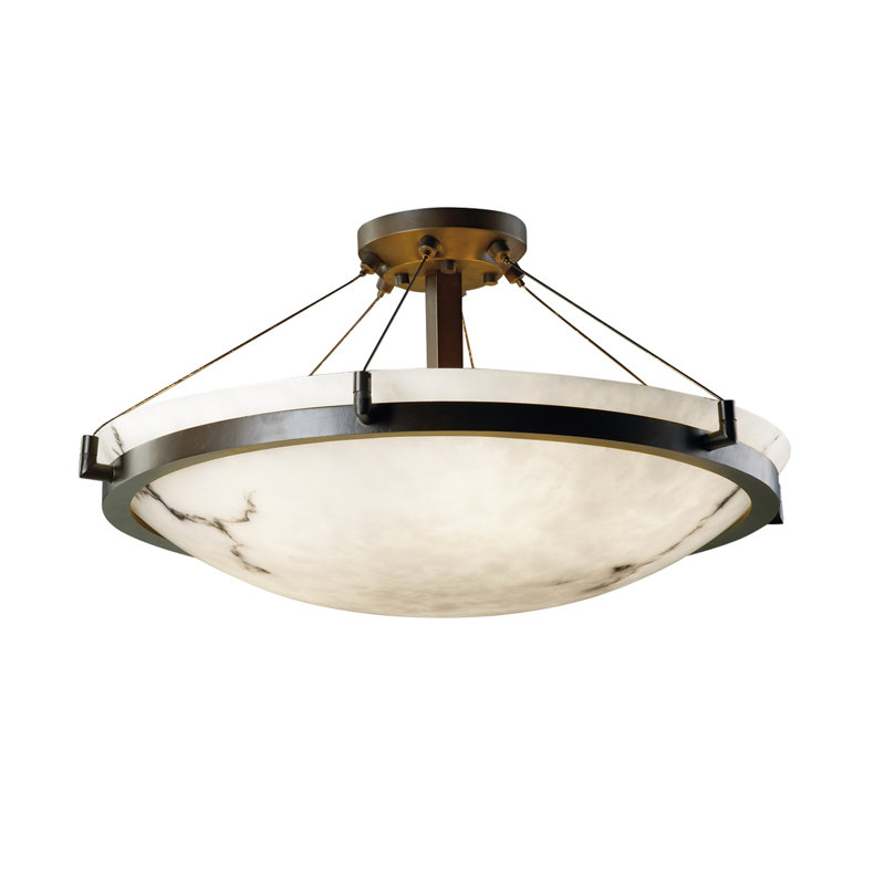 Plafonnier encastré unique en forme de bol à 6 lumières 27 po Keyon, Bronze foncé