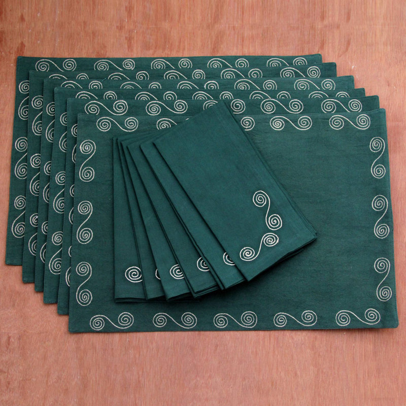 Cotton Abstract Rectangle Placemat And Napkin Set