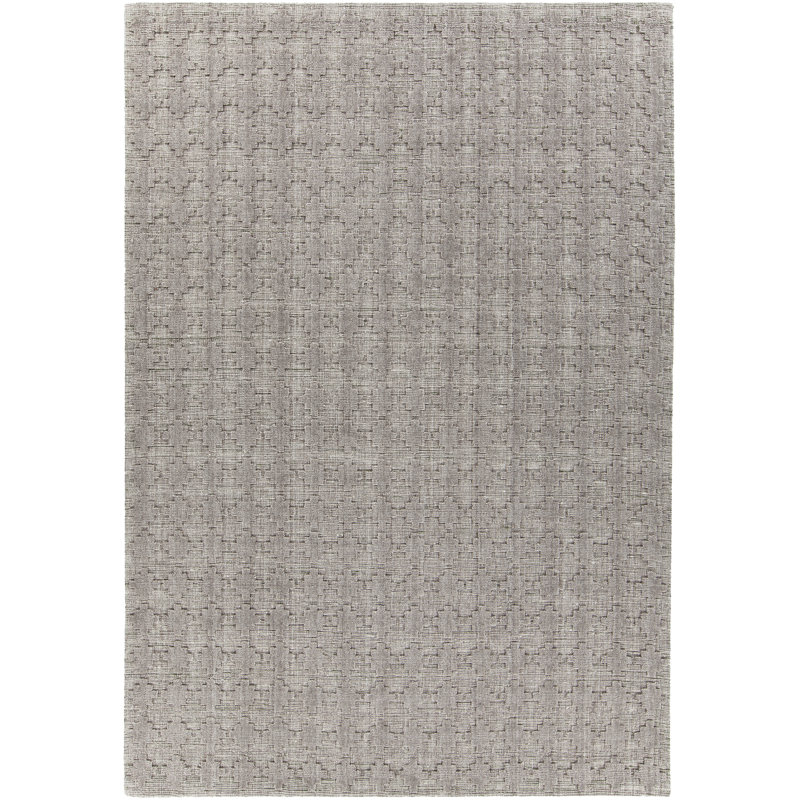 Tapis gris en laine à la main à motif abstrait Tenleytown, 5 pi x 7 pi 6 po