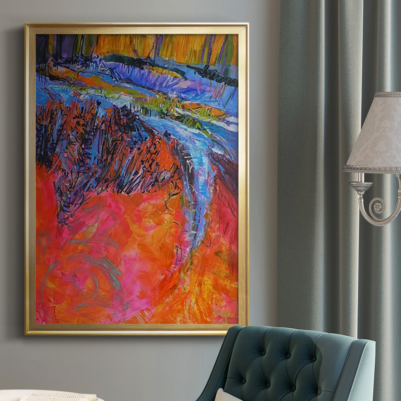 Vibrant Flow I sur papier, Encadrement doré, H 42,5 po x l 30,5 po x P 1 po