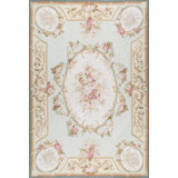 Hand-Knotted High-Quality Green and Beige Area Rug