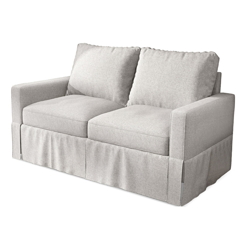 Canapé à accoudoirs carrés 58 po Aumi, 100 % polyester blanc