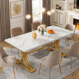 Dining Table, Rectangular, Metal Base, 63 Inch