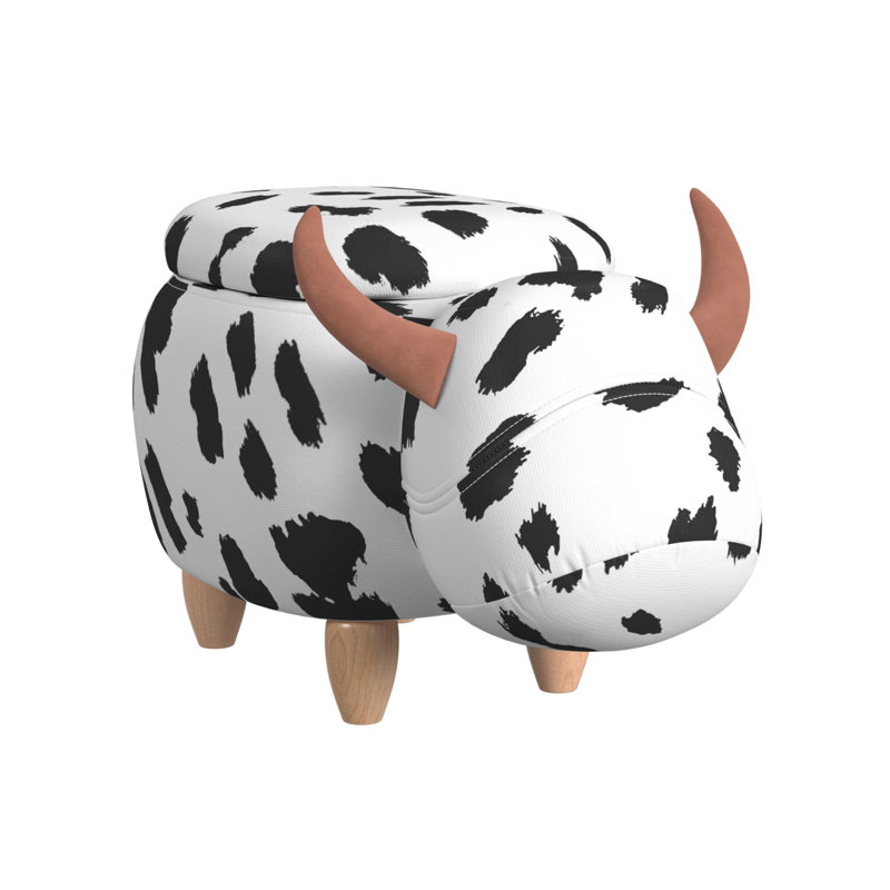 Buttercup Cow Storage Stool in White and Black