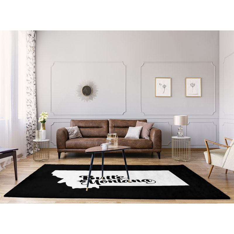 Tapis noir de montana en poly-chenille butte, Rectangle 5 pi x 7 pi