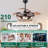 42" Retractable Ceiling Fan With Light And Remote, Farmhouse 6 Speeds Caged Ceiling Fan For Bedroom
