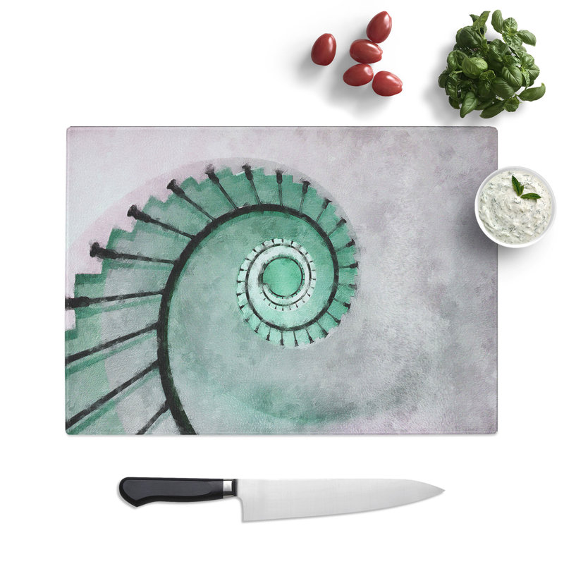 Tempered Glass Lighthouse Spiral Staircase Chopping Board, 20 cm x 28.5 cm