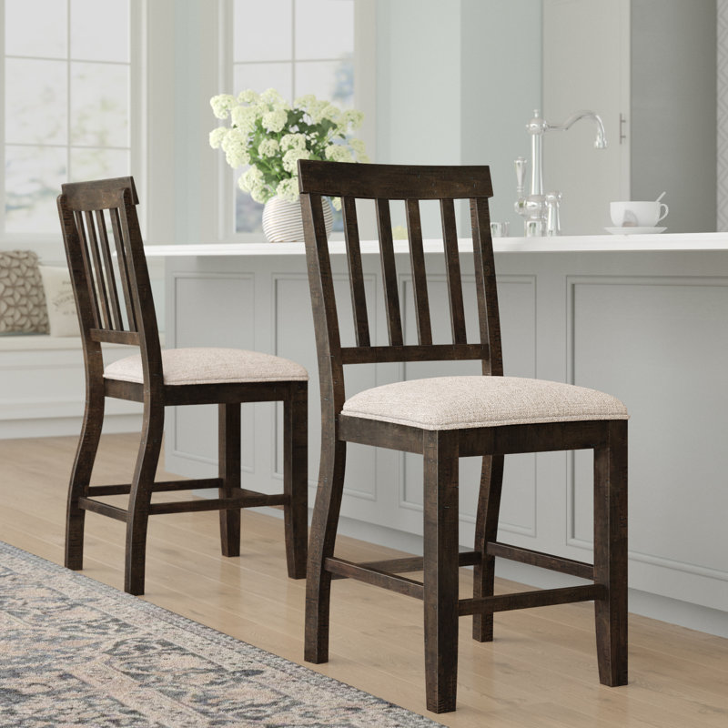 Parthenia Upholstered Counter Stool with Solid Wood Frame