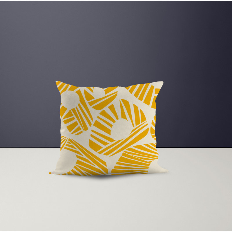 Jeté carré en polyester intérieur / extérieur, L 19 po x H 19 po, Jaune