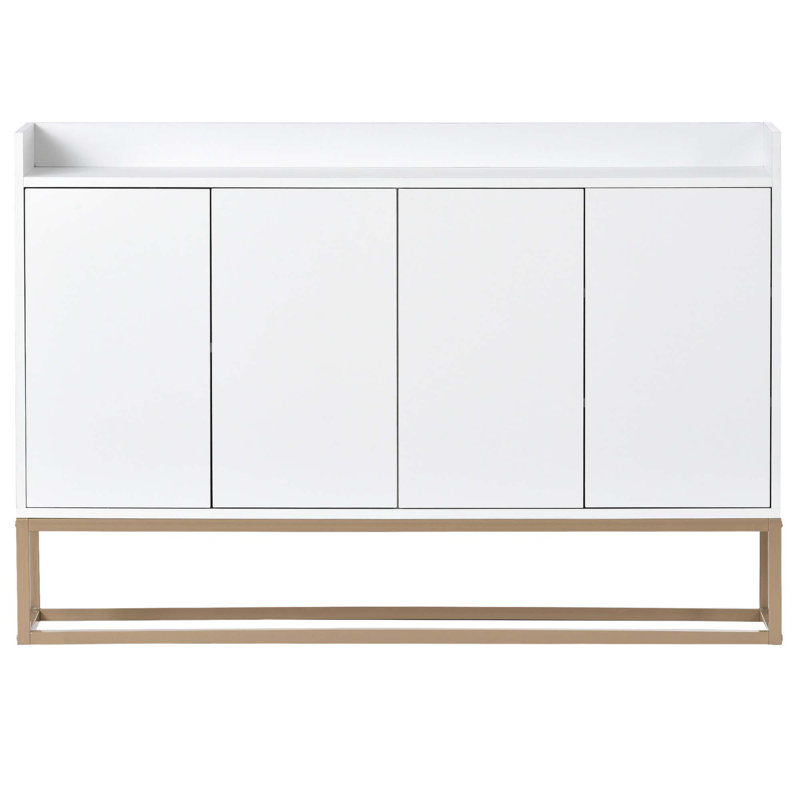 Joshveer Modern Sideboard Elegant Buffet Cabinet with Large Storage Space for Dining Room, Entryway, White/Yellow