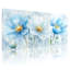 Ensemble de 3 tableaux muraux aquarelle de fleurs bleues sur toile tendue, pour la décoration du salon-1325618826
