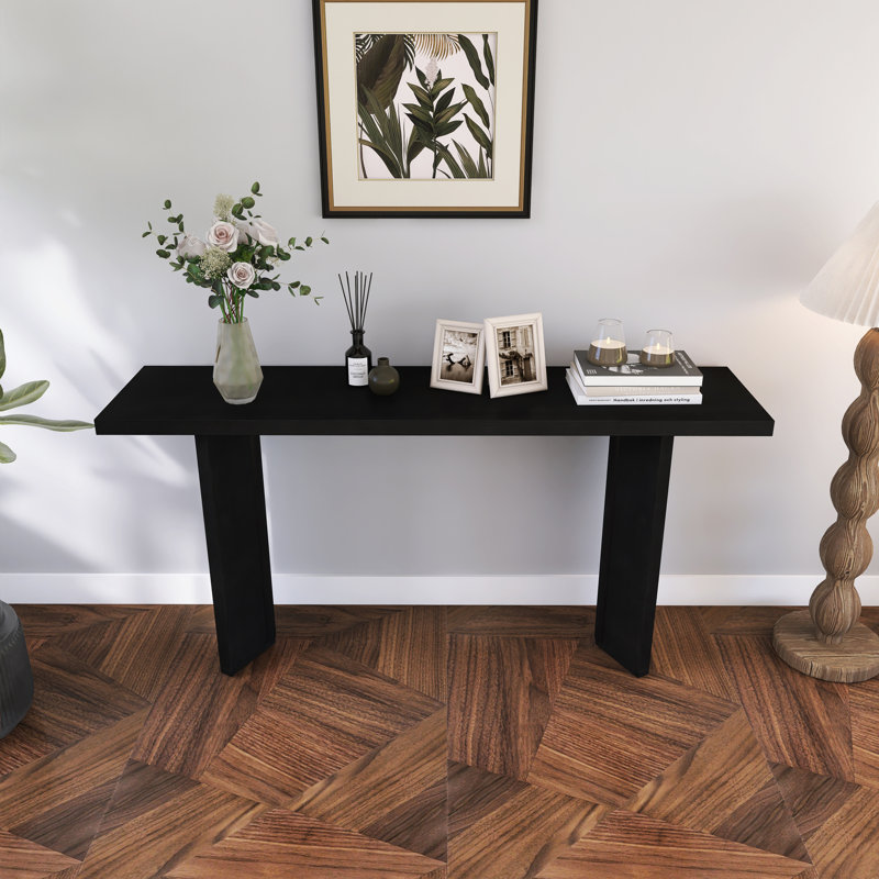 Élégante console avec placage de pin, Noir