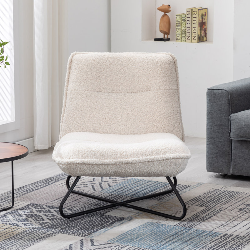 Addysun Upholstered Wool Slipper Chair, White