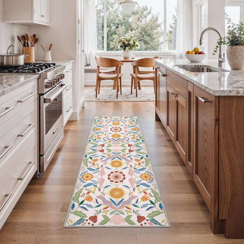 Tapis de couloir antidérapant Vintage Floral 2 pi x 6 pi lavable