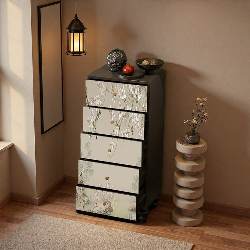 Armoire de rangement à tiroir en bois de frêne, Noir