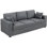 Canapé 3 places avec assise profonde, canapé rembourré moderne, gris foncé