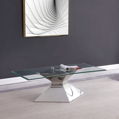 Table de bout chromée avec plateau en verre Exeter