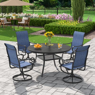 4-Person Outdoor Round Dining Set With Swivel Chairs by Red Barrel Studio