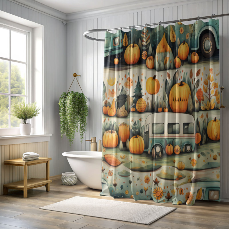 Ghoulish Harvest - Premium Shower Curtain, H 74 po x l 71 po