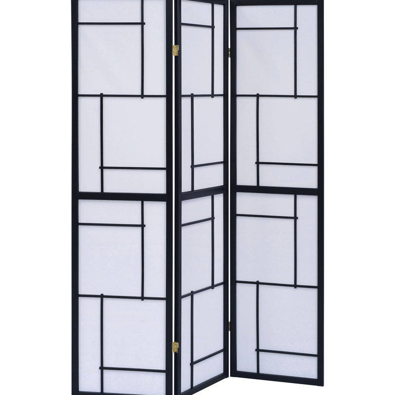 Paravent noir 3 pièces, avec panneaux en papier blanc pour plus d'intimité et de diffusion douce, décorations en bois d'hévéa - paravent de fondation compatible