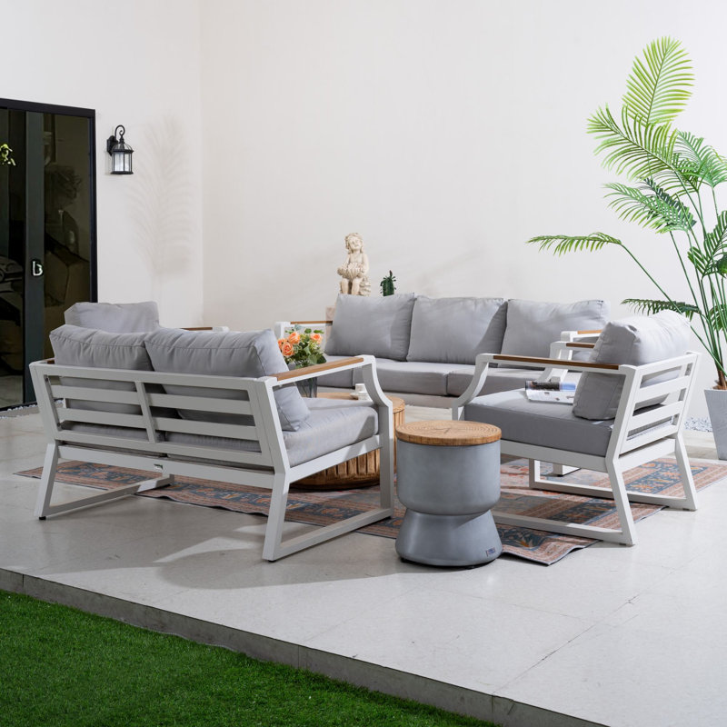 Bertille 7-Person Outdoor Conversation Set With Cushions, White