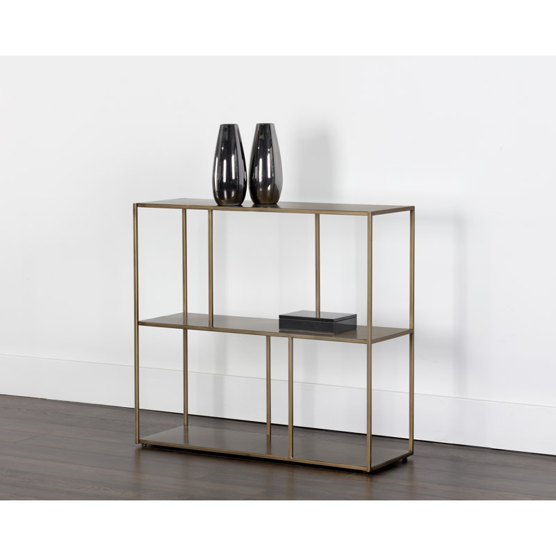 Hellmuth Bookcase - Gold, Gold, 31" H x 34.75" W x 12" D
