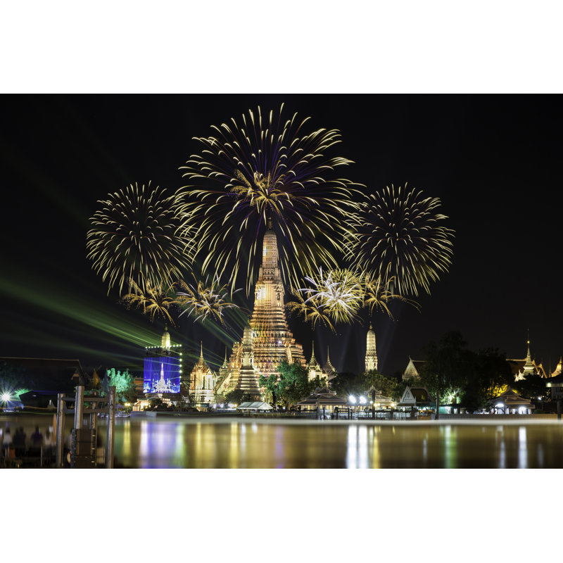 Wat Arun At Night - Wrapped Canvas Print, 20cm H x 30cm W x 3.8cm D