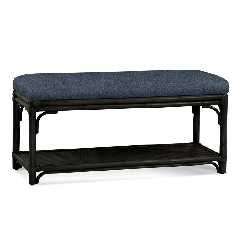 Banc de rangement en osier Summer Retreat, Noir antique, Bleu de base; 0317-63