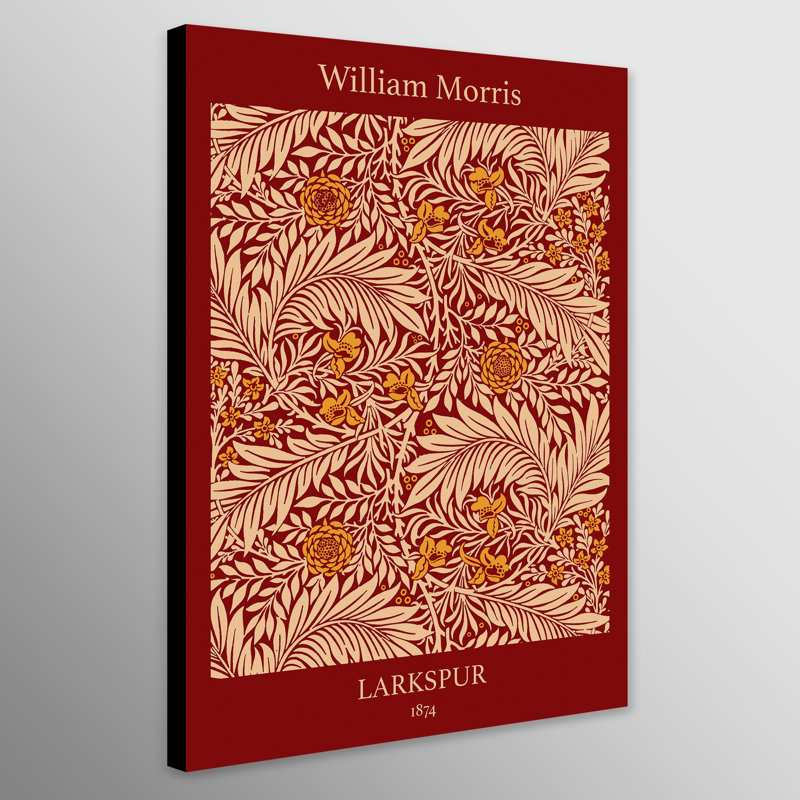 Larkspur Pattern In Red by William Morris - Wrapped Canvas Art Prints, 41cm H x 31cm W