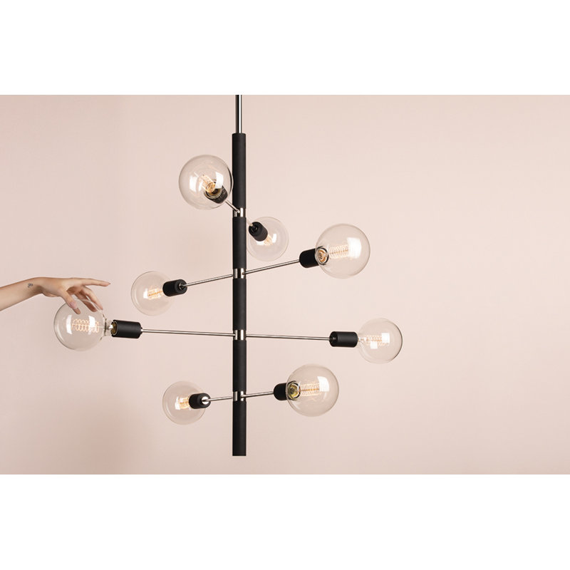 Lustre linéaire spoutnik moderne à 8 lumières Christopher, Nickel poli