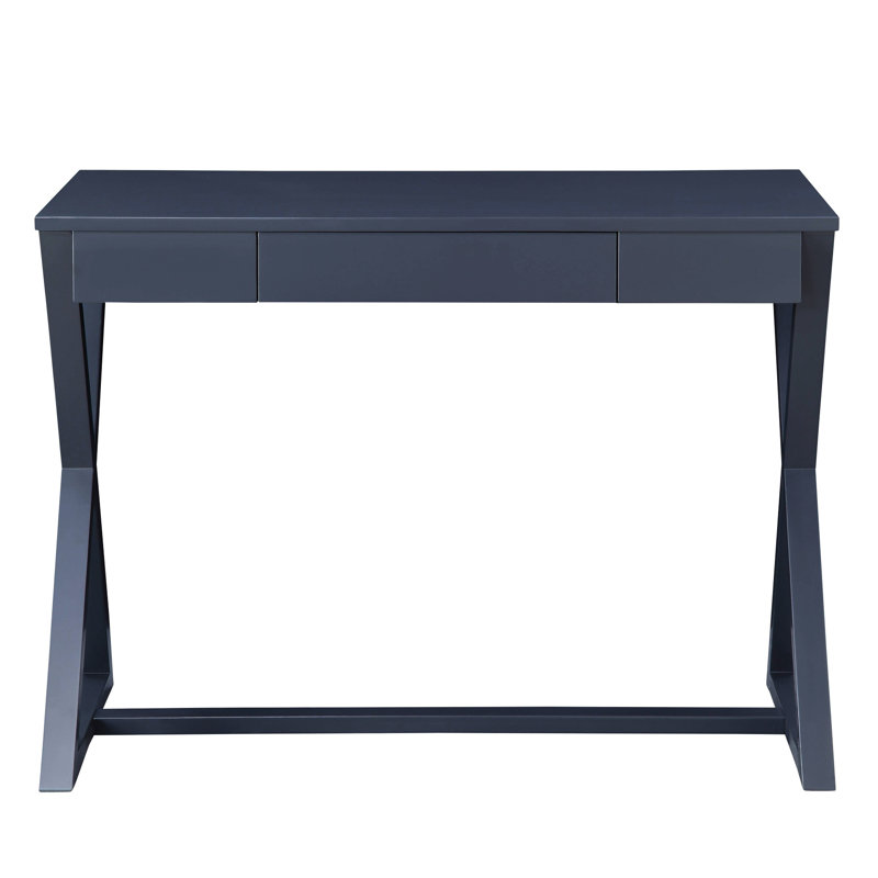 Console gris anthracite avec tiroir de rangement fonctionnel et base rectangulaire en forme de X