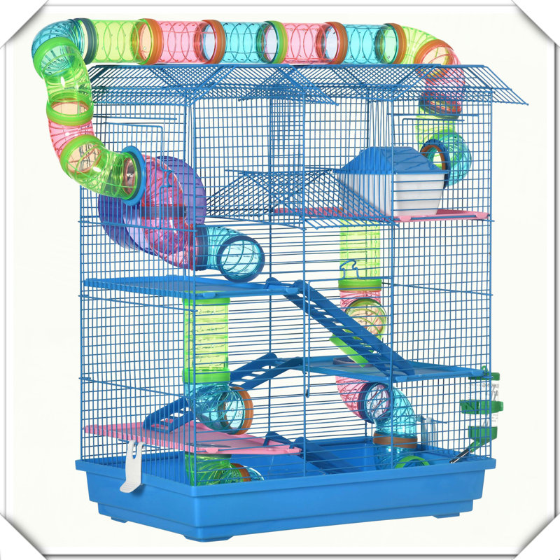 Roue d'exercice à 5 étages avec cage à hamster et tubes