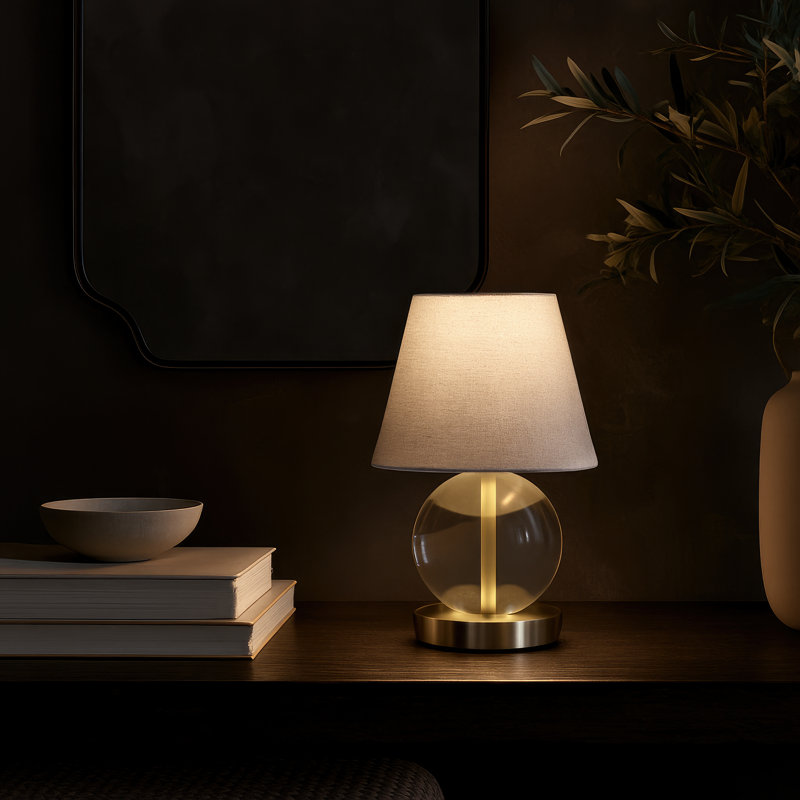 Lampe de table sphérique en cristal 1 lumière Mona & Lisa - Bronze antique