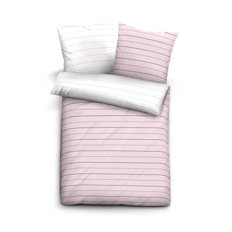 Mix & Match Cotton Striped Duvet Cover, Pink, Double Duvet Cover