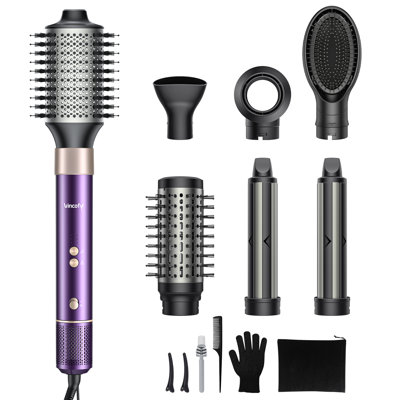 7 In 1 Hot Hair Style Tool With Negative Ion 110,000 Rpm For Hair Care, Multi-attachment Hair Dryer  For Fast Drying / Straightening / Curling Voluming,  Suitable For All Hair Type